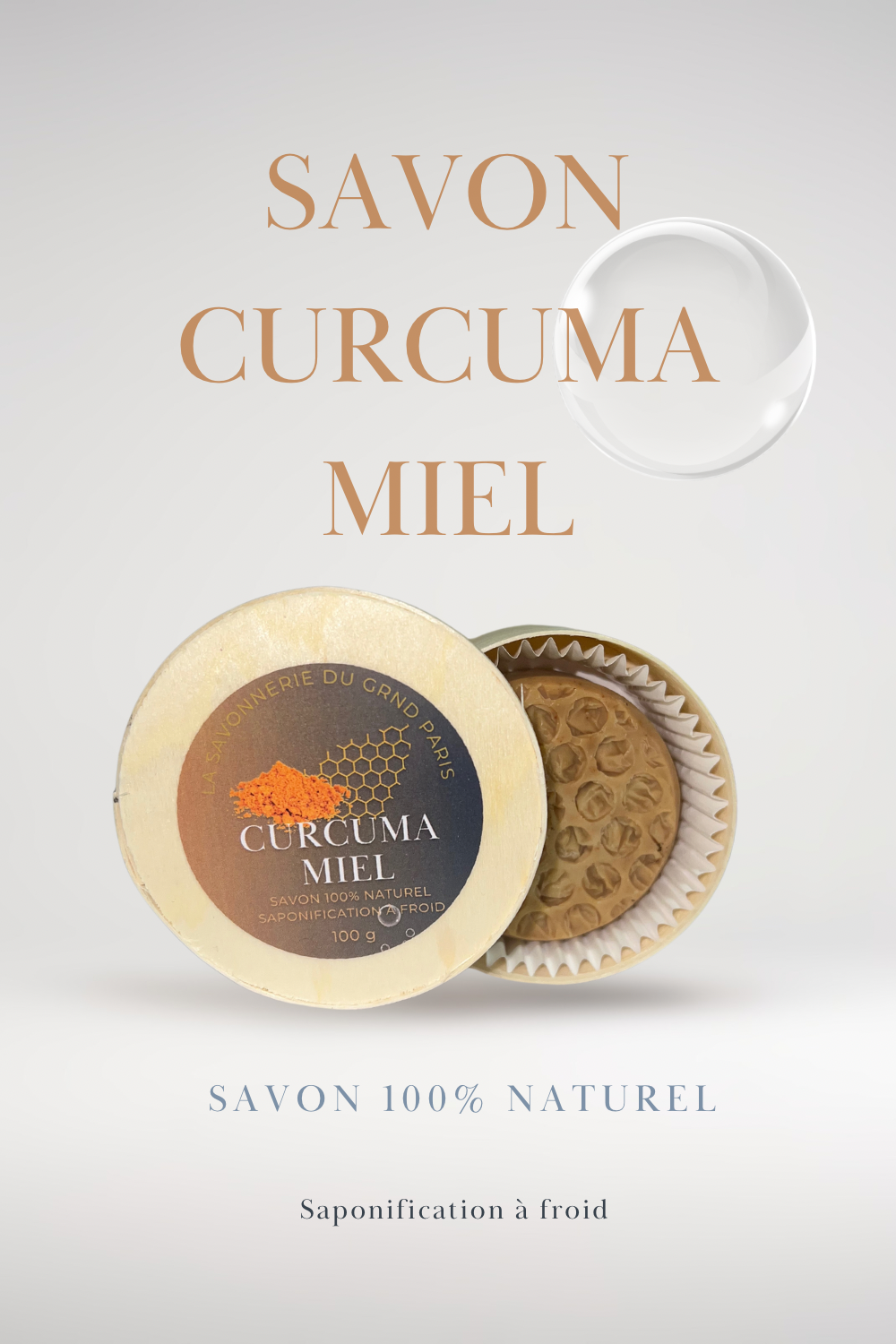 savon Curcuma Miel artisanal, anti,tache, pour un teint éclatant, hydratant et nourrissant